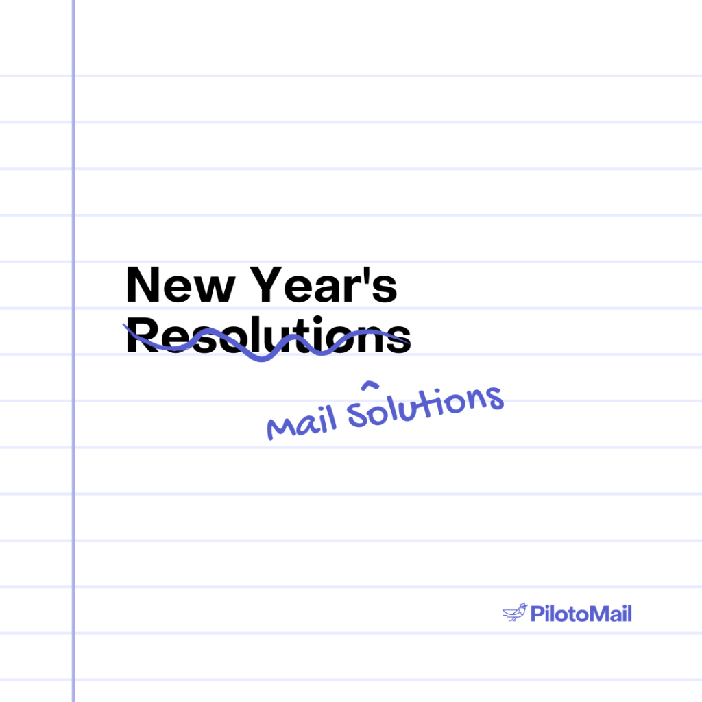 PilotoMail Mail Management Software. Photo reads New Year's Mail Solutions.